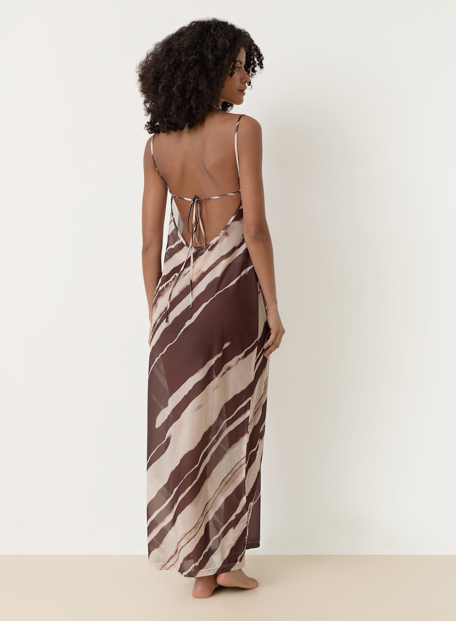 Printed Sheer Mesh Maxi Dress